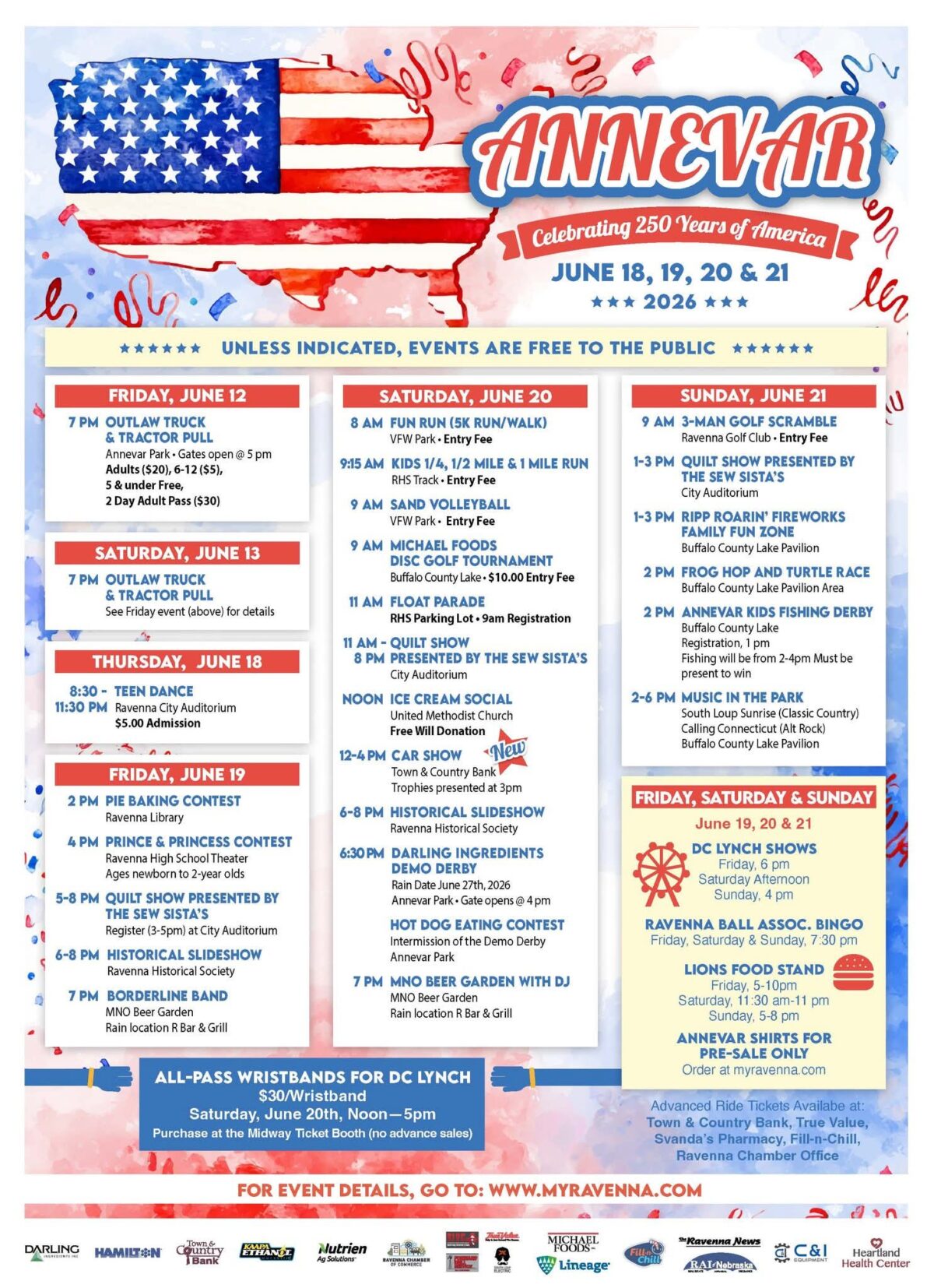 Annevar 2026 event schedule, June 18-21 in Ravenna, Nebraska